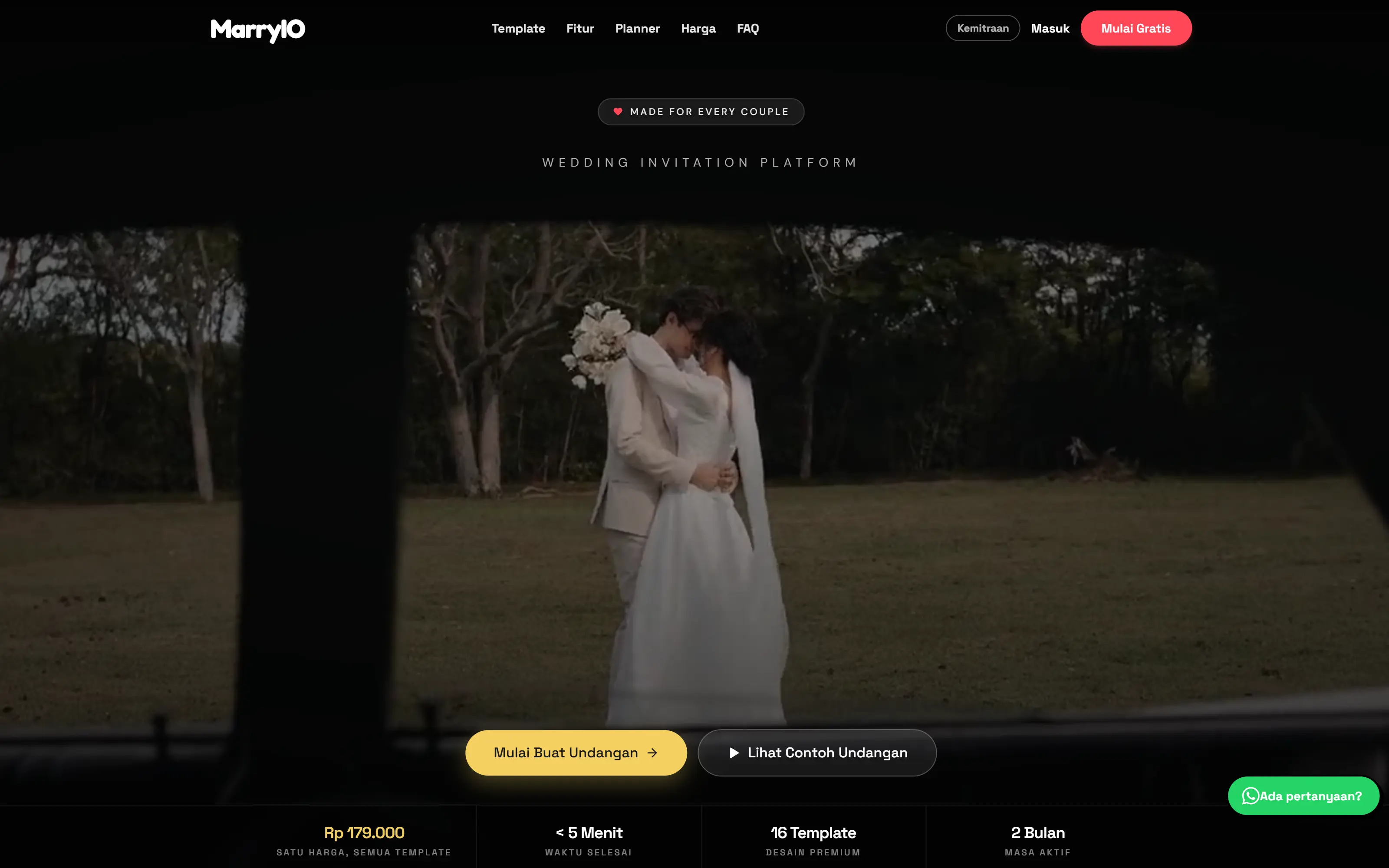 Marryio — Indonesian wedding invitation SaaS hero